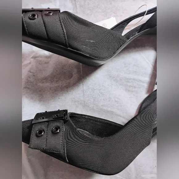 Stradivarius Black Buckle Slingback Heels NWT Size 40 - Picture 8 of 17